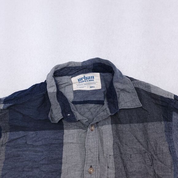 Urban Pipeline Gingham Flannel Long Sleeve Shirt Mens Size Small S Blue Gray - Picture 1 of 10